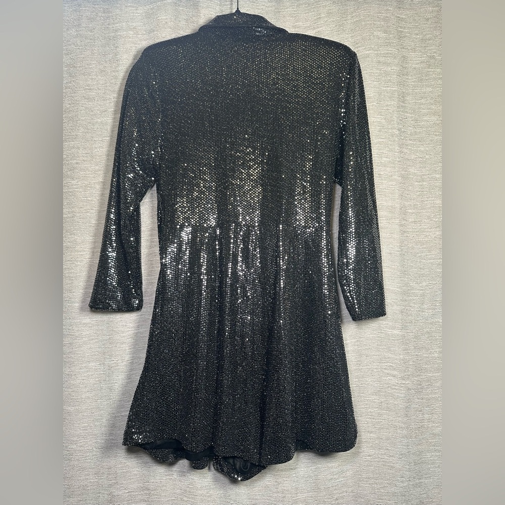 Zara Black Button Front Sequin Detail Lined Romper Holiday New Years Eve Size M - Picture 8 of 8